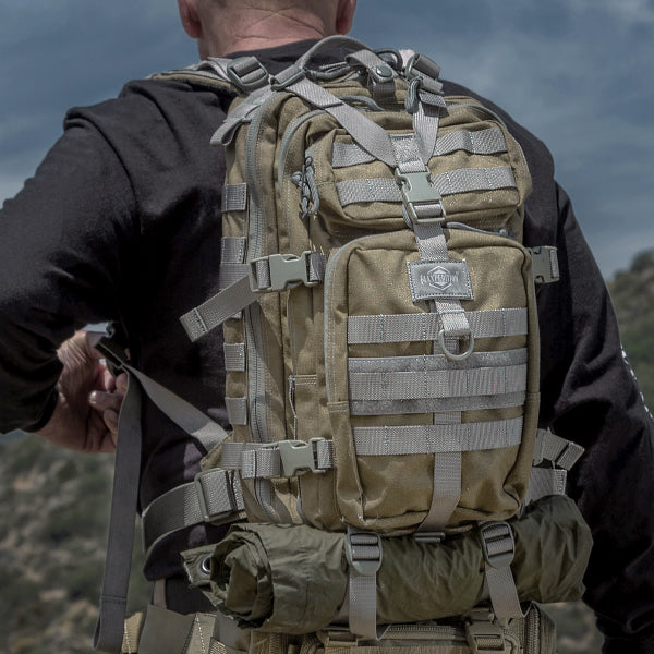 A real Maxpedition user carries his Falcon-II Backpack, which features a CCW Compartment
