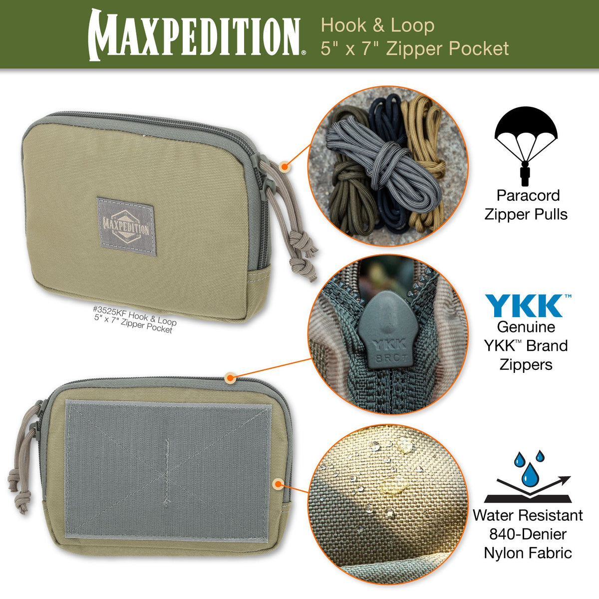 Hook & Loop 5" x 7" Zipper Pocket