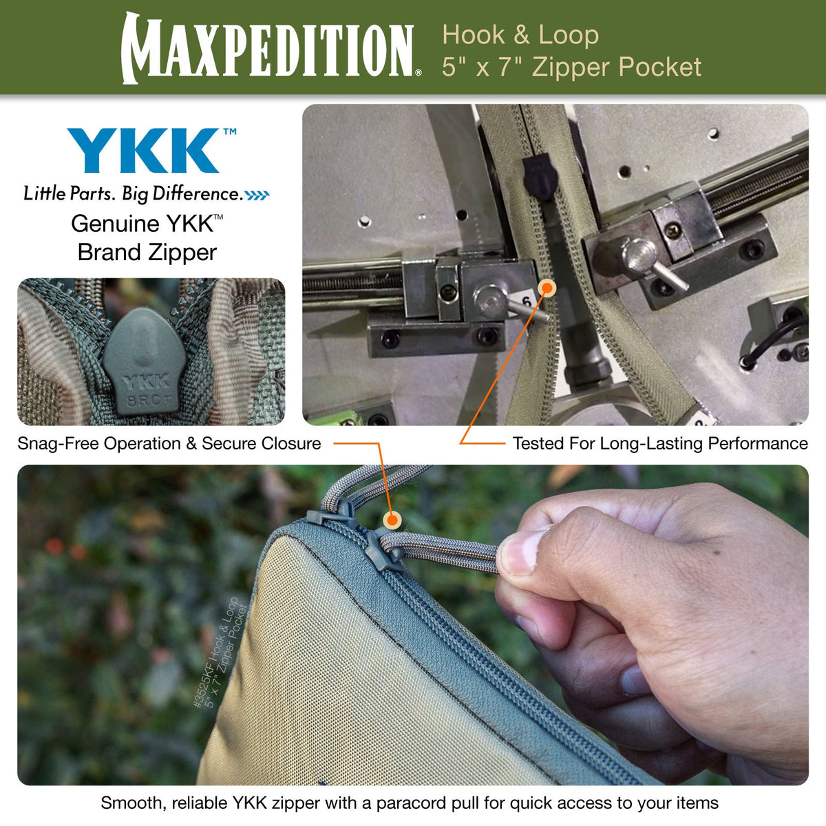 Hook & Loop 5" x 7" Zipper Pocket