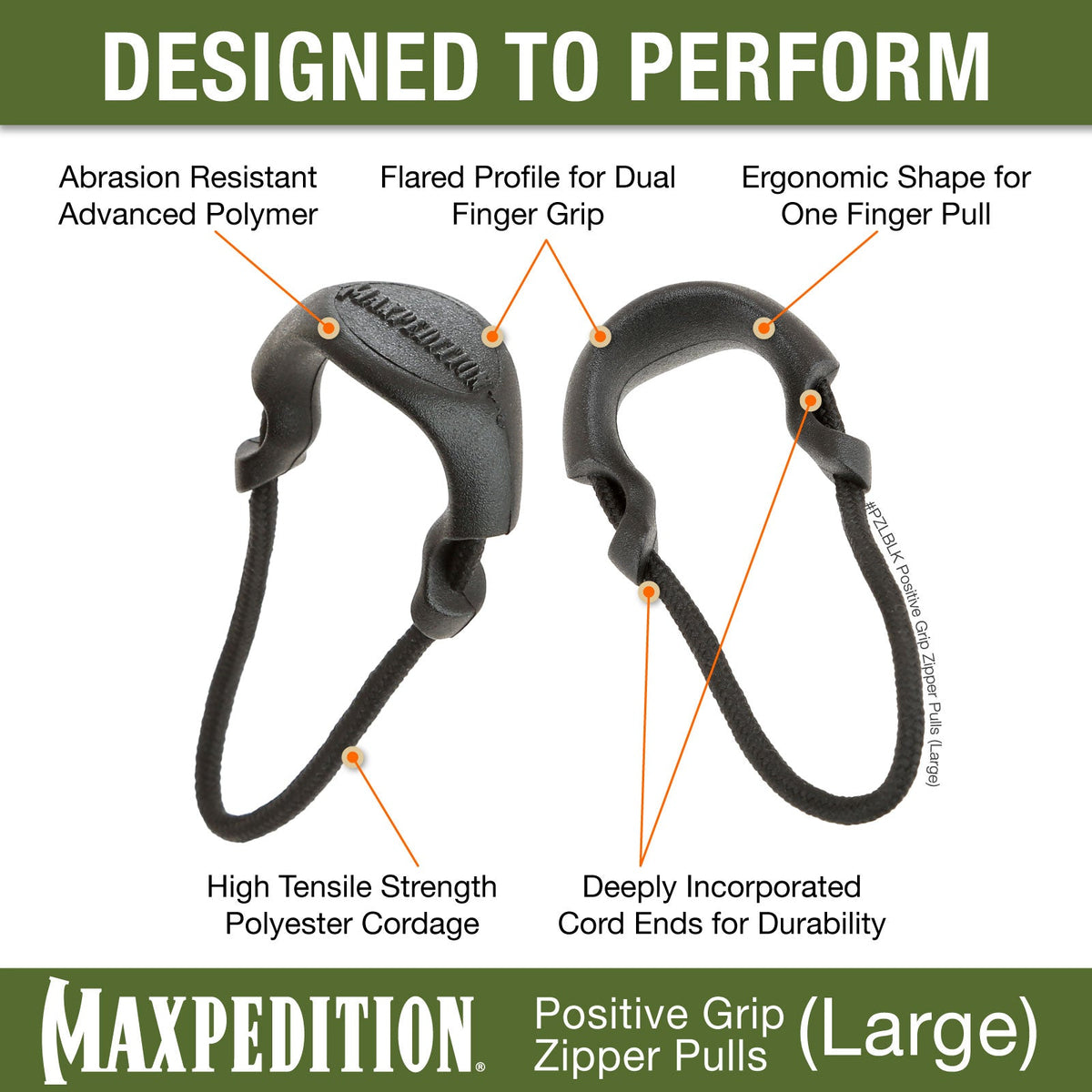 PZL Positive Grip Zipper Pulls (Pack of 6) (Large)
