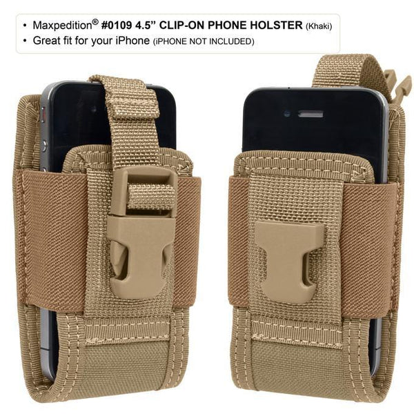 4.5" CLIP-ON PHONE HOLSTER - MAXPEDITION,Military, CCW, EDC, Tactical, Everyday Carry, Outdoors, Nature, Hiking, Camping, Bushcraft, Gear