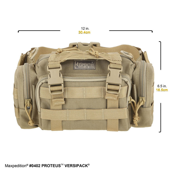 Proteus VERSIPACK - MAXPEDITION, Shoulder bag, left-side carry, CCW, EDC, Everyday Carry, Carry-on, Tourist, Adventurer, concealed carry, Military, CCW, EDC, Everyday Carry, Outdoors, Nature, Hiking, Camping, Police Officer, EMT, Firefighter, Bushcraft, Gear, Travel.