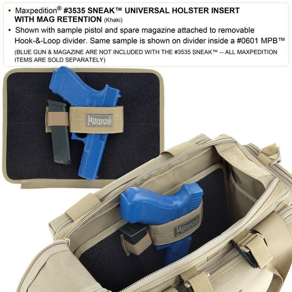 Sneak Universal Holster Insert With Mag Retention- Maxpedition, Tactical Gear, Adventure, Urban, Military, CCW, EDC, Everyday Carry, Outdoors, Nature, Hiking, Camping, Police Officer, EMT, Firefighter, Bushcraft, Gear, Travel.