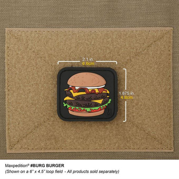 BURGER PATCH - MAXPEDITION, Patches, Military, CCW, EDC, Tactical, Everyday Carry, Outdoors, Nature, Hiking, Camping, Bushcraft, Gear, Police Gear, Law Enforcement