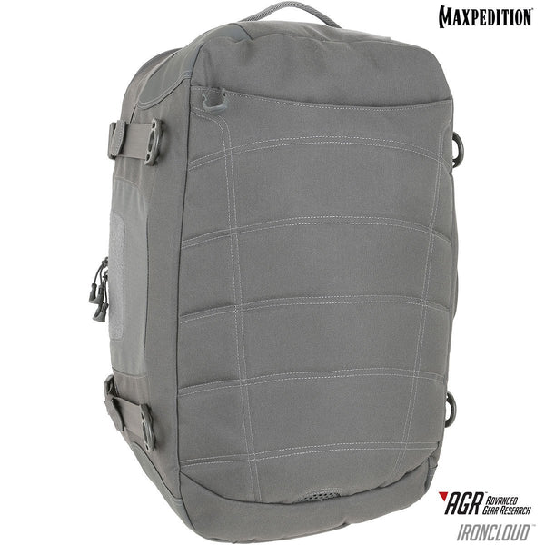 Maxpedition's IRONCLOUD Adventure Travel Bag has a padded compartment dedicated for a 15" laptop or tablet on the exterior of the pack, making it easy for the user to access while on-the-go.
