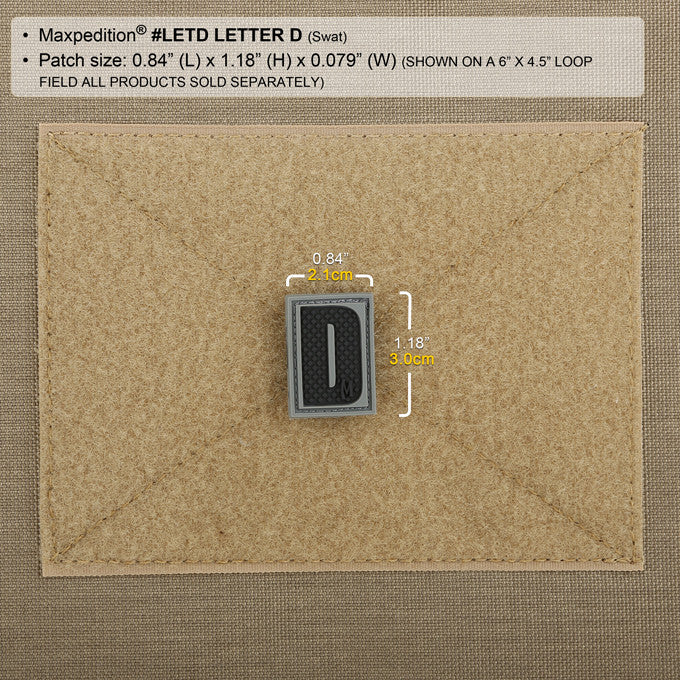 LETTER D PATCH - MAXPEDITION, Patches, Military, CCW, EDC, Tactical, Everyday Carry, Outdoors, Nature, Hiking, Camping, Bushcraft, Gear, Police Gear, Law Enforcement