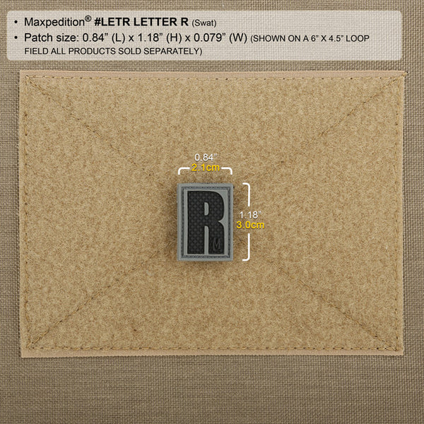LETTER R PATCH - MAXPEDITION, Patches, Military, CCW, EDC, Tactical, Everyday Carry, Outdoors, Nature, Hiking, Camping, Bushcraft, Gear, Police Gear, Law Enforcement