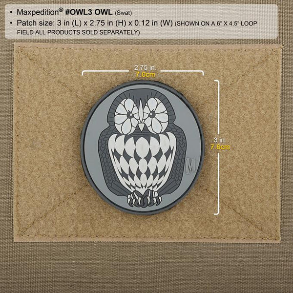 OWL PATCH - MAXPEDITION, Patches, Military, CCW, EDC, Tactical, Everyday Carry, Outdoors, Nature, Hiking, Camping, Bushcraft, Gear, Police Gear, Law Enforcement