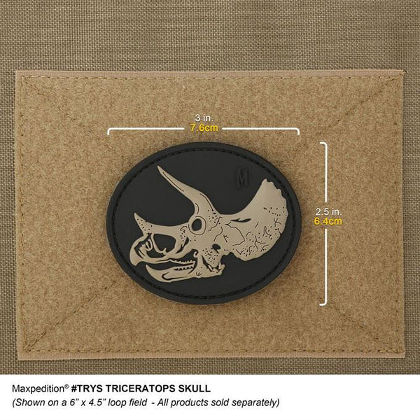 TRICERATOPS SKULL PATCH - MAXPEDITION, Patches, Military, CCW, EDC, Tactical, Everyday Carry, Outdoors, Hiking, Camping, Bushcraft, Gear, Police Gear, Law Enforcement