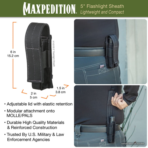 5" Flashlight Sheath  (Black) (Buy 1 Get 1 Free. Mix and Match in Multiples of 2. All Sales Final.)