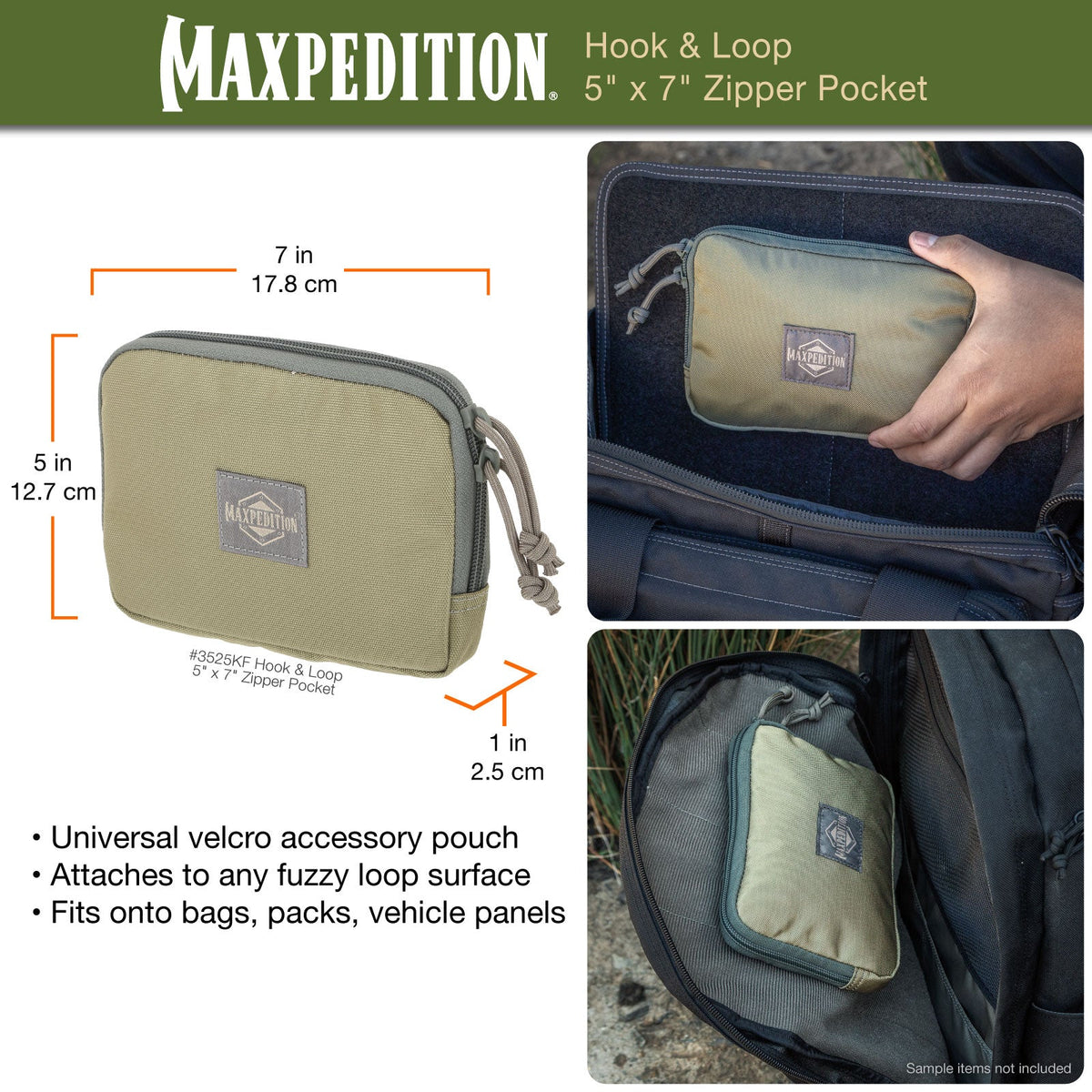 Hook & Loop 5" x 7" Zipper Pocket