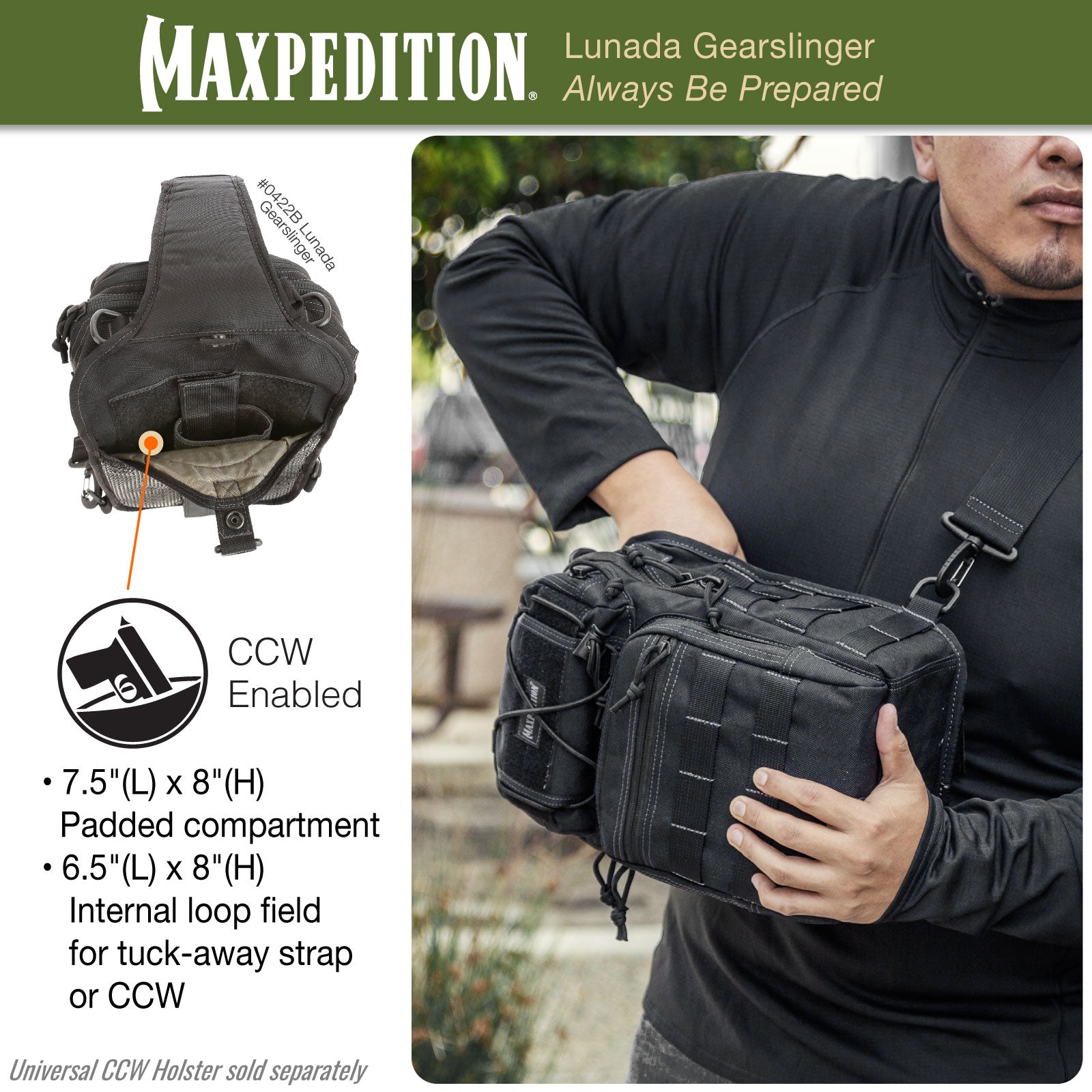 Maxpeditionハンドガンホルスタースリングパック Lunada™ Gearslinger® | Maxpedition