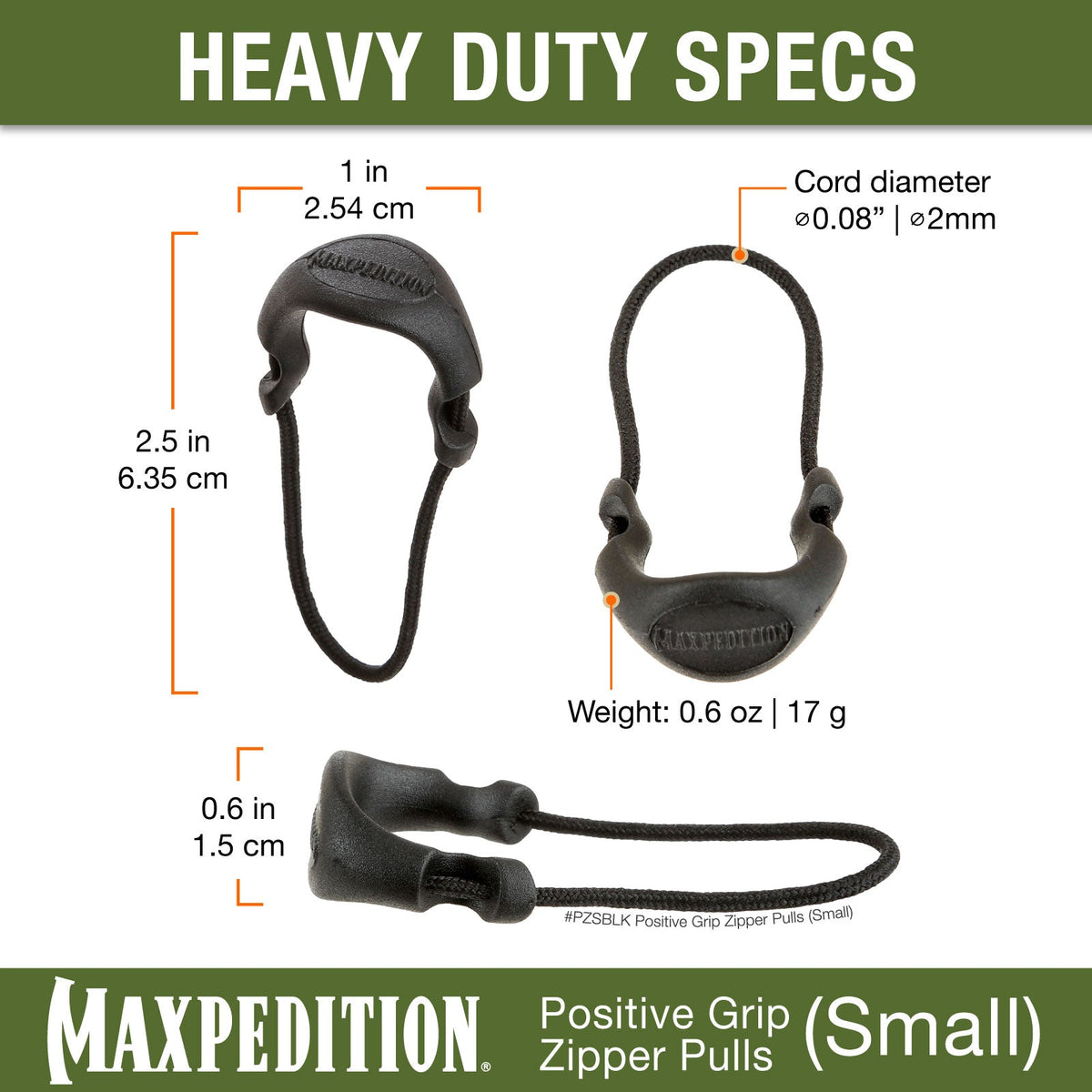 PZS Positive Grip Zipper Pulls (Pack of 6) (Small)