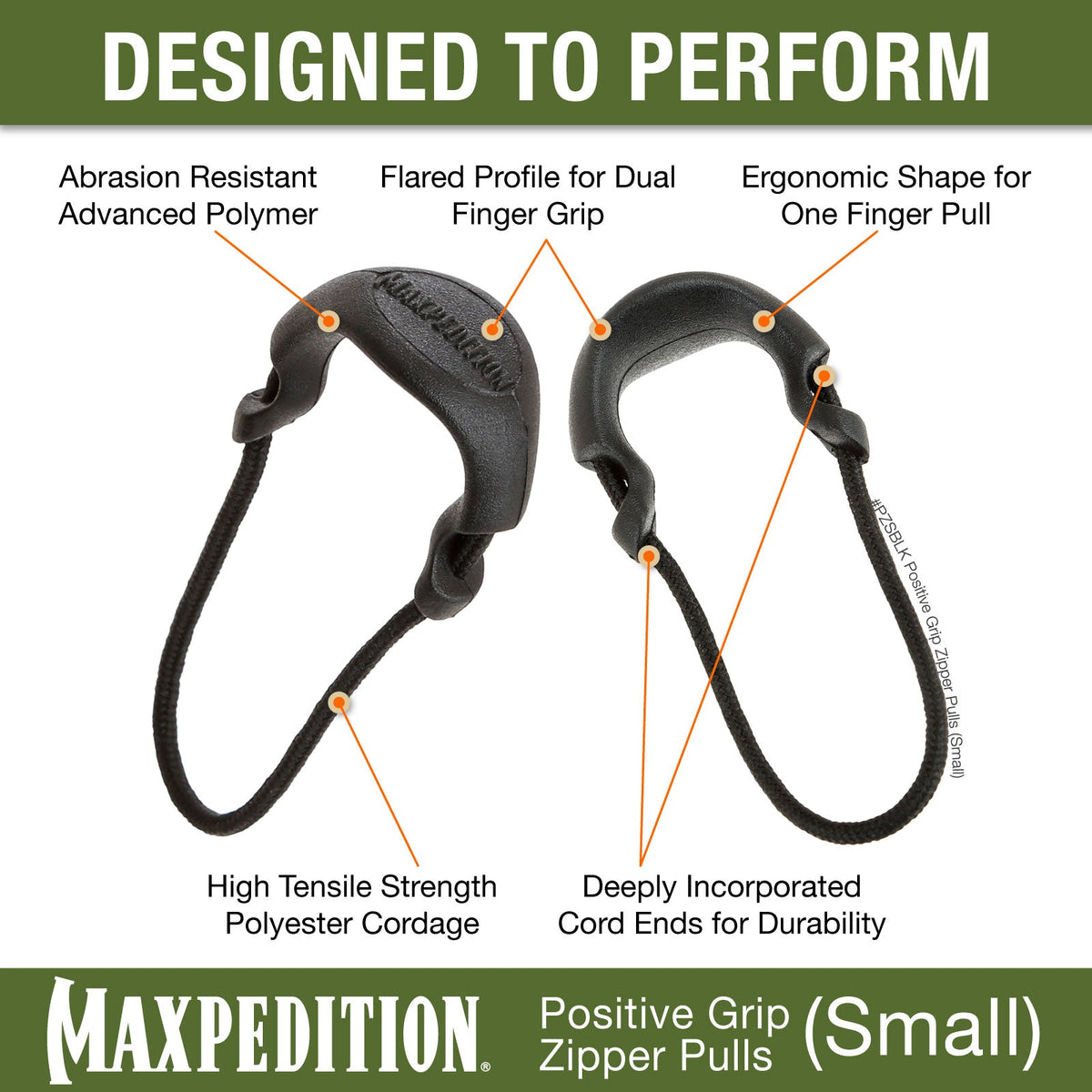 PZS Positive Grip Zipper Pulls (Pack of 6) (Small)