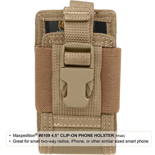 4.5" CLIP-ON PHONE HOLSTER - MAXPEDITION,Military, CCW, EDC, Tactical, Everyday Carry, Outdoors, Nature, Hiking, Camping, Bushcraft, Gear