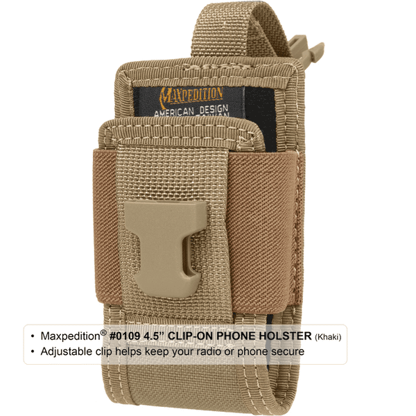 4.5" CLIP-ON PHONE HOLSTER - MAXPEDITION,Military, CCW, EDC, Tactical, Everyday Carry, Outdoors, Nature, Hiking, Camping, Bushcraft, Gear