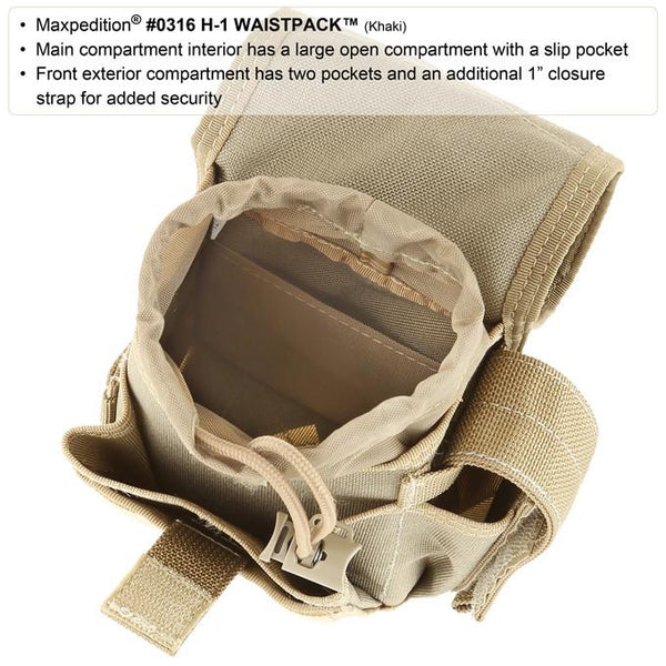 H-1 WAISTPACK - Maxpedition, Military, CCW, EDC, Tactical, Everyday Carry, Outdoors, Nature, Hiking, Camping, Police Officer, EMT, Firefighter, Bushcraft, Gear.