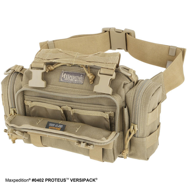 Proteus VERSIPACK - MAXPEDITION, Shoulder bag, left-side carry, CCW, EDC, Everyday Carry, Carry-on, Tourist, Adventurer, concealed carry, Military, CCW, EDC, Everyday Carry, Outdoors, Nature, Hiking, Camping, Police Officer, EMT, Firefighter, Bushcraft, Gear, Travel.