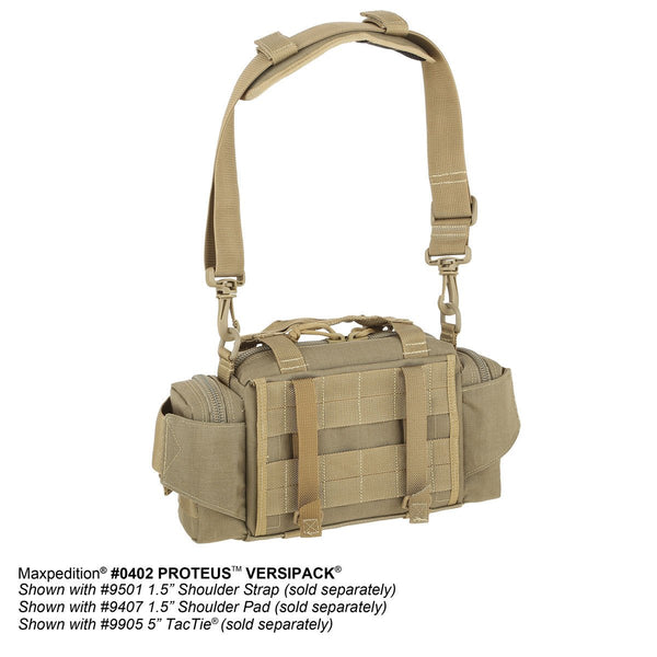 Proteus VERSIPACK - MAXPEDITION, Shoulder bag, left-side carry, CCW, EDC, Everyday Carry, Carry-on, Tourist, Adventurer, concealed carry, Military, CCW, EDC, Everyday Carry, Outdoors, Nature, Hiking, Camping, Police Officer, EMT, Firefighter, Bushcraft, Gear, Travel.