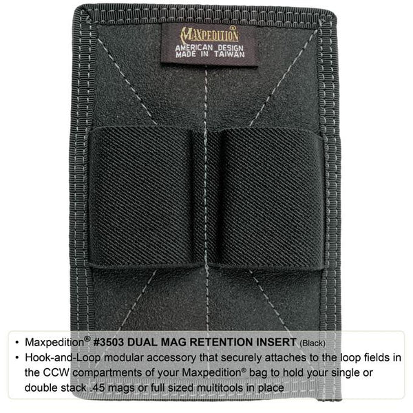 DUAL MAG RETENTION INSERT - MAXPEDITION, Tactical, CCW gear, Magazine, Guns, Range, Maxpedition, Military, CCW, EDC, Tactical, Everyday Carry, Outdoors, Nature, Hiking, Camping, Police Officer, EMT, Firefighter, Bushcraft, Gear.