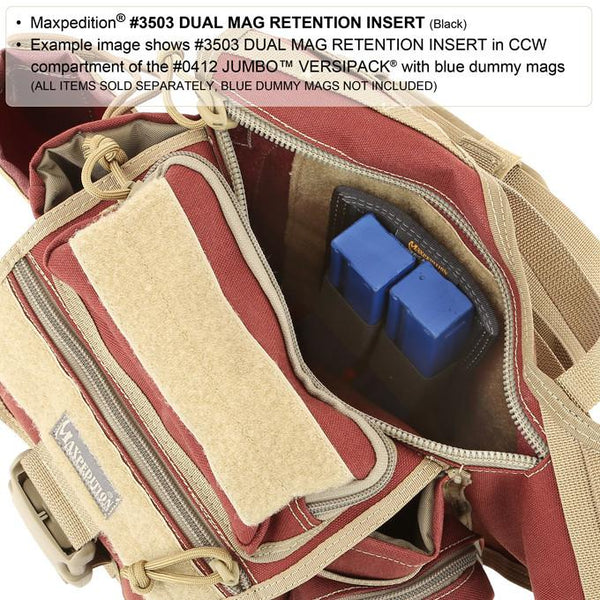 DUAL MAG RETENTION INSERT - MAXPEDITION, Tactical, CCW gear, Magazine, Guns, Range, Maxpedition, Military, CCW, EDC, Tactical, Everyday Carry, Outdoors, Nature, Hiking, Camping, Police Officer, EMT, Firefighter, Bushcraft, Gear.