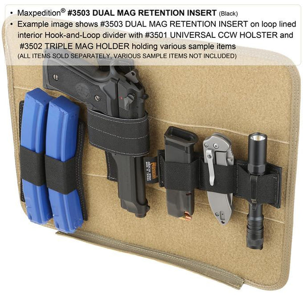 DUAL MAG RETENTION INSERT - MAXPEDITION, Tactical, CCW gear, Magazine, Guns, Range, Maxpedition, Military, CCW, EDC, Tactical, Everyday Carry, Outdoors, Nature, Hiking, Camping, Police Officer, EMT, Firefighter, Bushcraft, Gear.