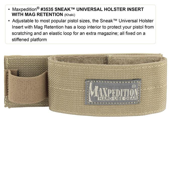 Sneak Universal Holster Insert With Mag Retention- Maxpedition, Tactical Gear, Adventure, Urban, Military, CCW, EDC, Everyday Carry, Outdoors, Nature, Hiking, Camping, Police Officer, EMT, Firefighter, Bushcraft, Gear, Travel.