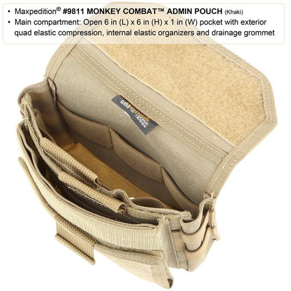 Monkey Combat Admin Pouch-Maxpedition, Attachable, Molle, PALS, ATLAS compatible,Military, CCW, EDC, Everyday Carry, Outdoors, Nature, Hiking, Camping, Police Officer, EMT, Firefighter, Bushcraft, Gear, Travel 