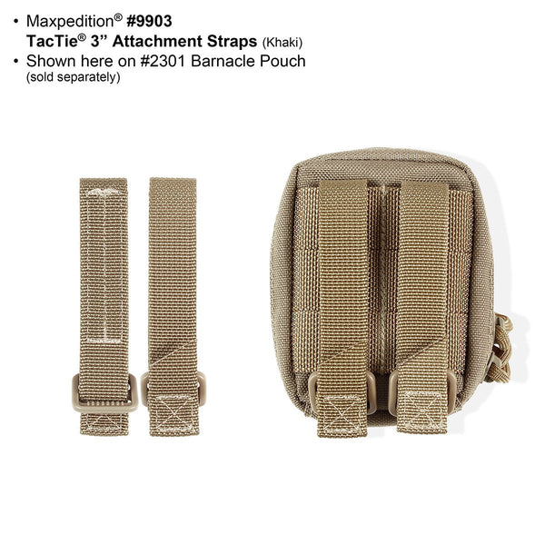 3"TacTie (Pack of 4) - Maxpedition, Molle, PALS, ATLAS compatible, Attachment, Tool-free