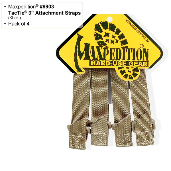 3"TacTie (Pack of 4) - Maxpedition, Molle, PALS, ATLAS compatible, Attachment, Tool-free