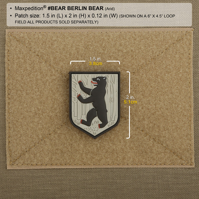 BERLIN BEAR PATCH - MAXPEDITION, Patches, Military, CCW, EDC, Tactical, Everyday Carry, Outdoors, Nature, Hiking, Camping, Bushcraft, Gear, Police Gear, Law Enforcement