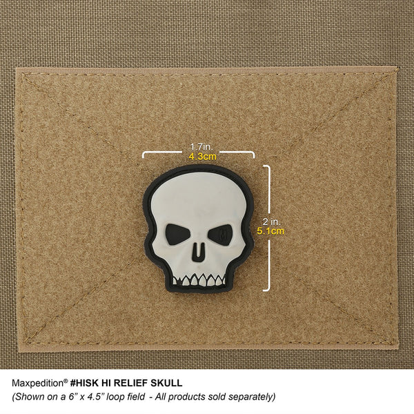 HI RELIEF SKULL PATCH - MAXPEDITION, Patches, Military, CCW, EDC, Tactical, Everyday Carry, Outdoors, Nature, Hiking, Camping, Bushcraft, Gear, Police Gear, Law Enforcement