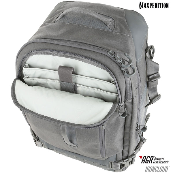 Maxpedition's Ironcloud has a padded compartment dedicated for a 15" laptop or tablet on the exterior of the pack, making it easy for the user to access while on-the-go.