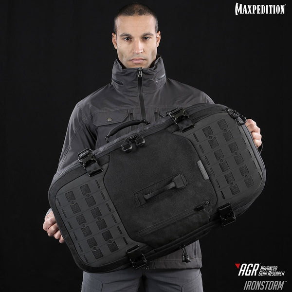Maxpedition's Adventure Travel Bag, The Ironstorm comes equipped with multiple handles for carrying and luggage maneuvering.