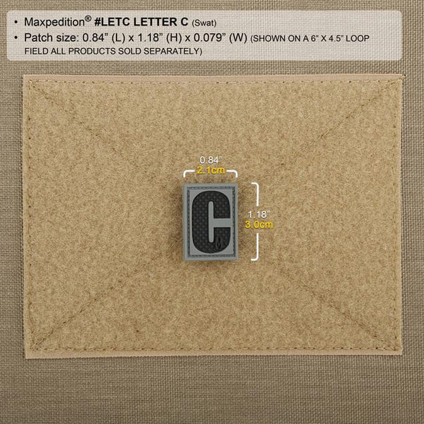 LETTER C PATCH - MAXPEDITION, Patches, Military, CCW, EDC, Tactical, Everyday Carry, Outdoors, Nature, Hiking, Camping, Bushcraft, Gear, Police Gear, Law Enforcement