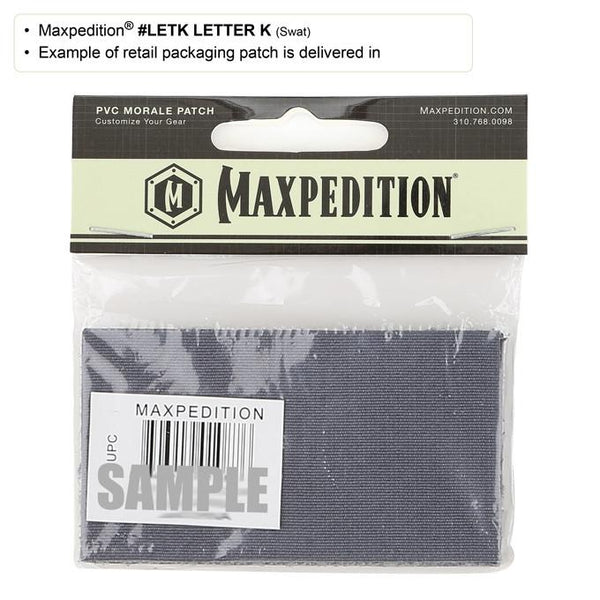 LETTER K PATCH - MAXPEDITION, Patches, Military, CCW, EDC, Tactical, Everyday Carry, Outdoors, Nature, Hiking, Camping, Bushcraft, Gear, Police Gear, Law Enforcement