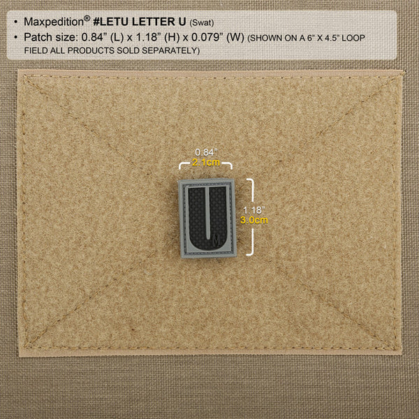 LETTER U PATCH - MAXPEDITION, Patches, Military, CCW, EDC, Tactical, Everyday Carry, Outdoors, Nature, Hiking, Camping, Bushcraft, Gear, Police Gear, Law Enforcement