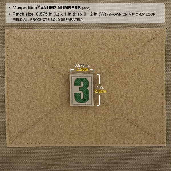 NUMBER 3 PATCH - MAXPEDITION, Patches, Military, CCW, EDC, Tactical, Everyday Carry, Outdoors, Nature, Hiking, Camping, Bushcraft, Gear, Police Gear, Law Enforcement