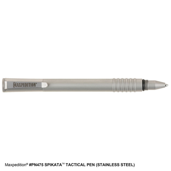 SPIKATA TACTICAL PEN (STAINLESS STEEL) - MAXPEDITION, Military, CCW, EDC, Everyday Carry, Outdoors, Nature, Hiking, Camping, Police Officer, EMT, Firefighter, Bushcraft, Gear, Travel.