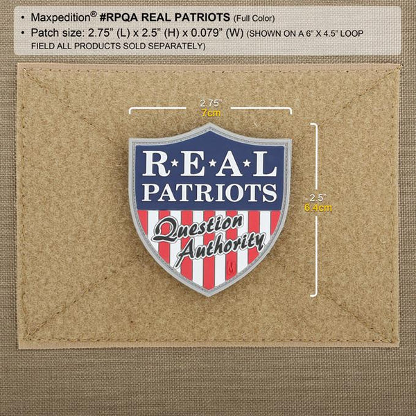 REAL PATRIOTS PATCH - MAXPEDITION, Patches, Military, CCW, EDC, Tactical, Everyday Carry, Outdoors, Nature, Hiking, Camping, Bushcraft, Gear, Police Gear, Law Enforcement