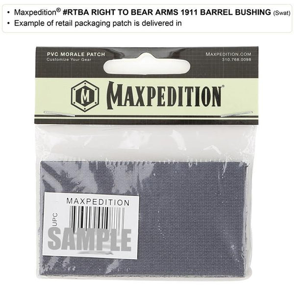 RIGHT TO BEAR ARMS 1911 BARREL BRUSHING PATCH - MAXPEDITION, Patches, Military, CCW, EDC, Tactical, Everyday Carry, Outdoors, Nature, Hiking, Camping, Bushcraft, Gear, Police Gear, Law Enforcement