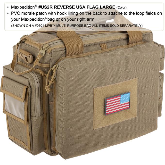 REVERSE USA FLAG PATCH (LARGE) - MAXPEDITION, Patches, Military, CCW, EDC, Tactical, Everyday Carry, Outdoors, Nature, Hiking, Camping, Bushcraft, Gear, Police Gear, Law Enforcement