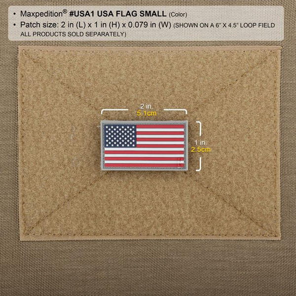 USA FLAG PATCH (SMALL) - MAXPEDITION, Patches, Military, CCW, EDC, Tactical, Everyday Carry, Outdoors, Hiking, Camping, Bushcraft, Gear, Police Gear, Law Enforcement