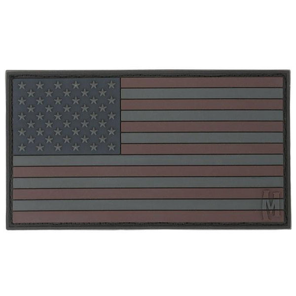 American Flag Patch, Subdued Grey, PVC Rubber, 2 x 3 w/ Velcro/Hook  backing