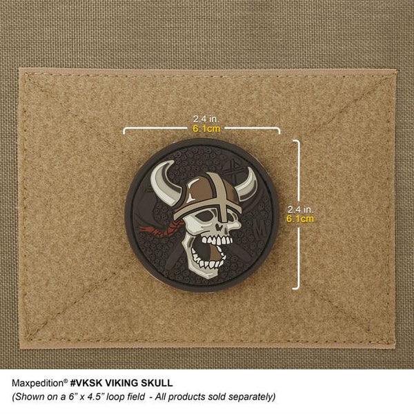 VIKING SKULL PATCH - MAXPEDITION, Patches, Military, CCW, EDC, Tactical, Everyday Carry, Outdoors, Hiking, Camping, Bushcraft, Gear, Police Gear, Law Enforcement