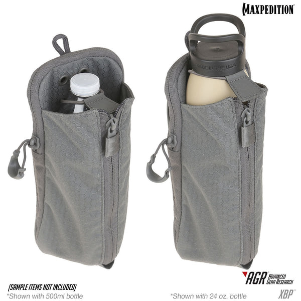 XBP Expandable Bottle Pouch - MAXPEDITION, Water Carrier, Attachable Bottle Carrier, Outdoor, Tactical, Adventure gear, low profile, fits most bottle sizes. 