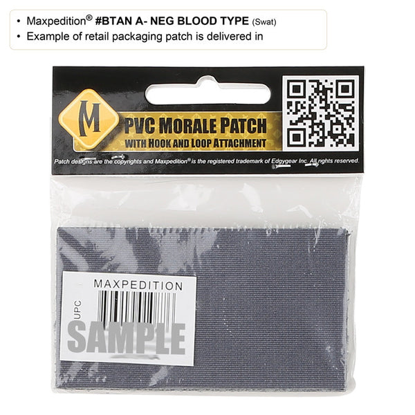 A- BLOOD TYPE PATCH - MAXPEDITION, Patches, Military, CCW, EDC, Tactical, Everyday Carry, Outdoors, Nature, Hiking, Camping, Bushcraft, Gear, Police Gear, Law Enforcement